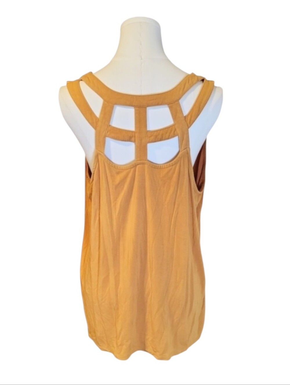Market & Spruce Grecian Cut Out Backless Mustard Yellow Tank Top Size Large